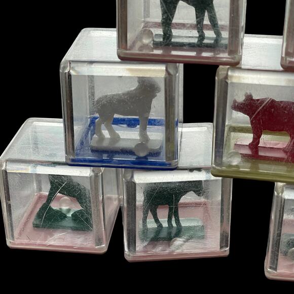 Vintage Kusan Koo Zoo Clear Plastic Blocks Animals Rattle Inside 1950s Toy READ - Picture 5 of 16